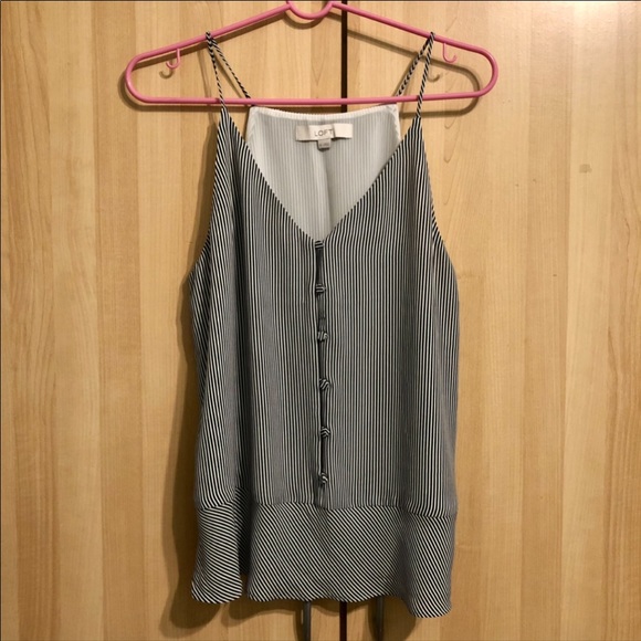 Ann Taylor LOFT Chiffon Stripe Button Down Tank Top - Picture 1 of 6